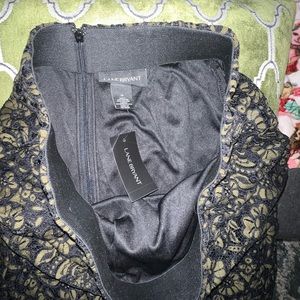 Lane Bryant green/black lace pencil skirt